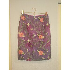 Finity‎ Studio Women's 100% Silk Straight Pencil Skirt Size 6 Embroidered Floral